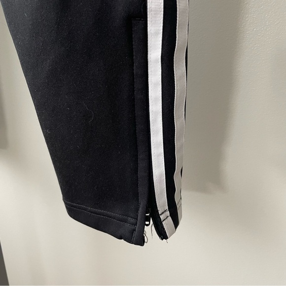 Adidas Track Pants 3 Stripe Zippered Hem & Pockets Pull On Black White Womens - Picture 6 of 7